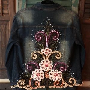 Amanda Lawson Couture, Denim Beaded Emb. Jacket S